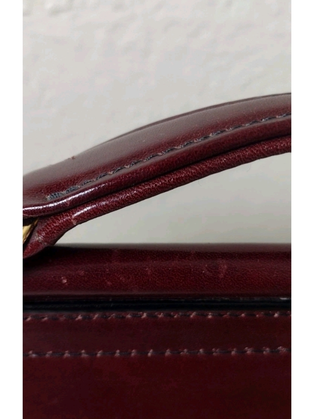 Classic Burgundy Leather Briefcase with Gold Hardware - Picture 16 of 16